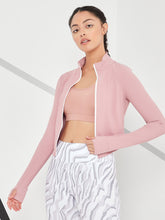 Contrast Zip Detail Long Sleeves Crop Active Jacket FD